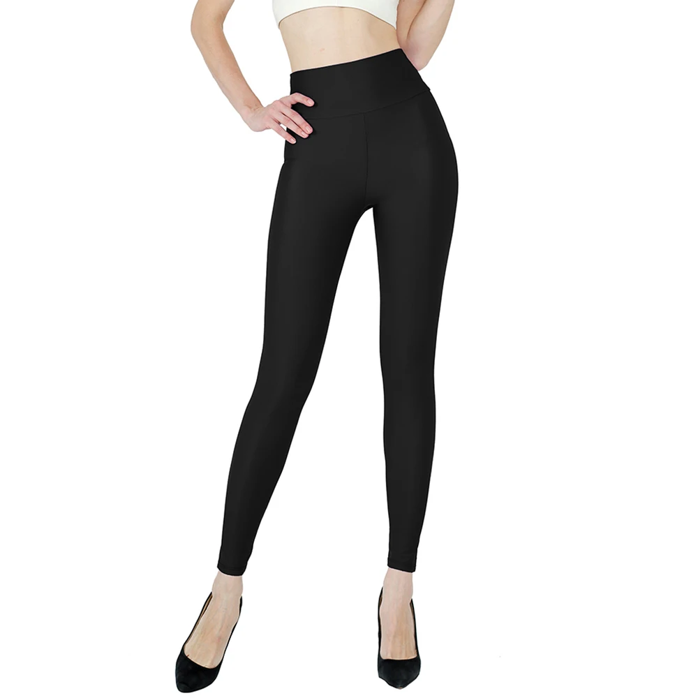 

AOYLISEY Women Black Ankle-Length High Waisted Leggings Skinny Plus Size Spandex Elastic Fitness Leisure Spring Yoga Pants