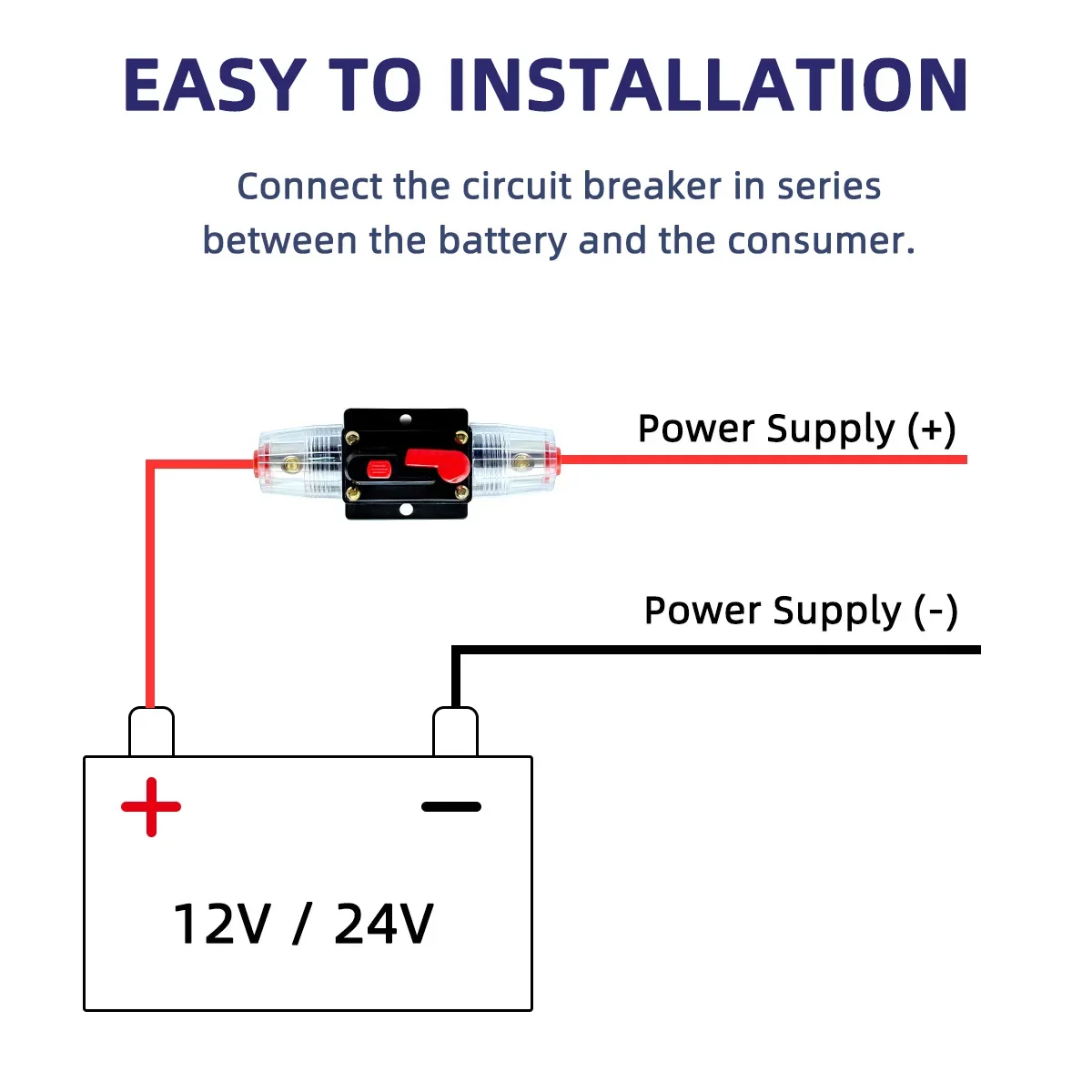 20A to 150A Circuit Breaker Fuse Manual Reset Inline Waterproof Auto Car Yacht AV Aduio Video System 12V 48VDC Circuit Breaker