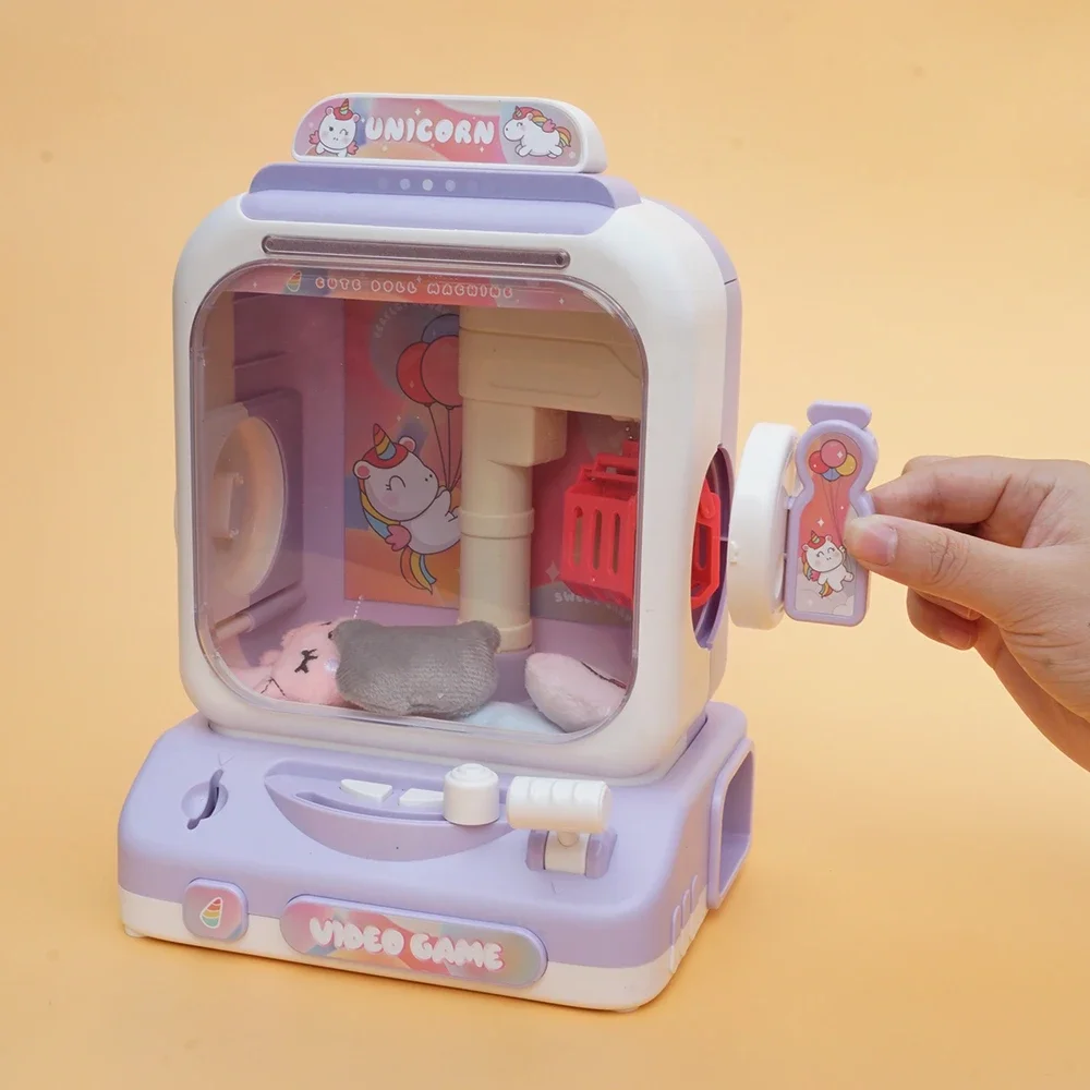 New Mini Claw Machine Rabbit  Electronic Dispenser Arcade Game Candy Crane Game Doll Capsule Toy Music And Lighting Kids Gift 5