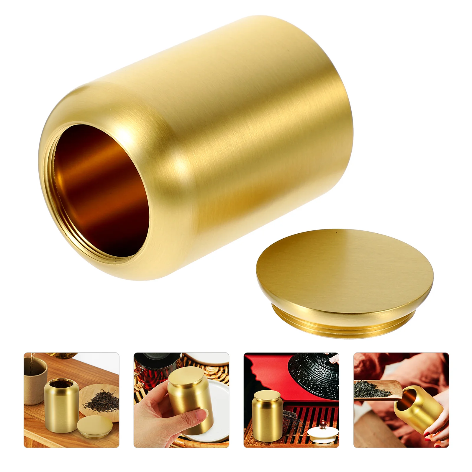 

Copper Tea Canister Tea Pot Snacks Container Jar Coffee Storage Jar Airtight Sealed Tank Copper Bean Storage Tank Holder