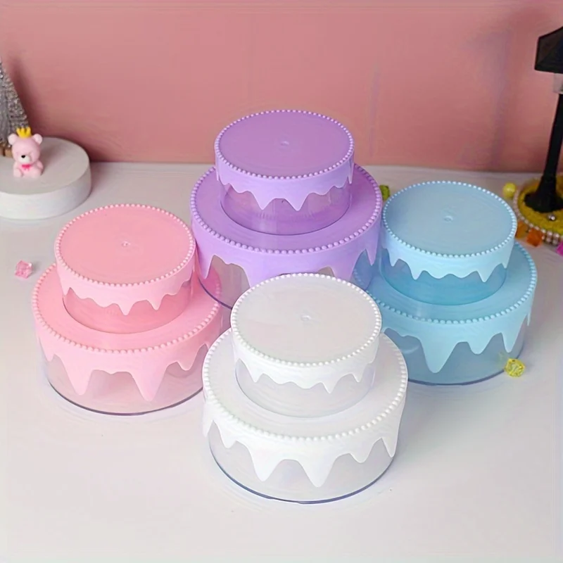 Cream Cake Shape Storage Box, Double Layer Plastic Organizer for Jewelry Watches Storage, Home Decor Birthday Gift