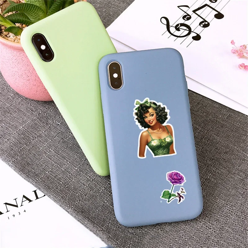 15 pezzi di adesivi per ragazza retrò carina personaggi adorabili adesivi per telefono confezione di cartoni animati per piccoli notebook materiale di cancelleria impermeabile - immagine 4