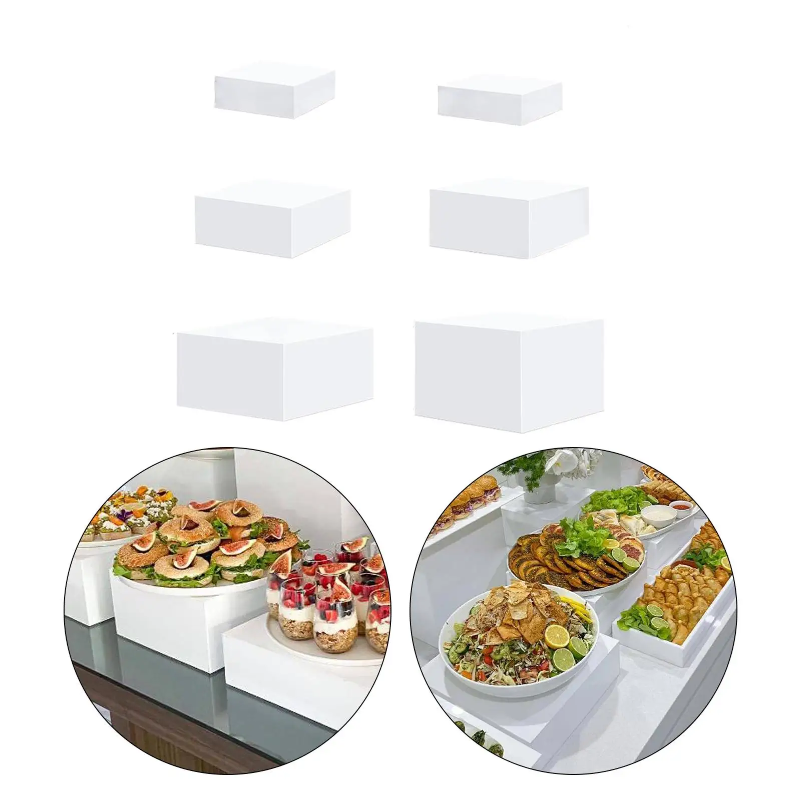 6 Pieces Acrylic Display Risers Box for Buffet Table 5 Sided Nesting Risers for Food Jewelry Collection Cosmetics Collectibles 6 Pieces Acrylic Display Risers Box for Buffet Table 5 Sided Nesting Risers for Food Jewelry Collection Cosmetics Collectibles