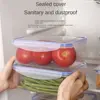 1/4PCS Portable Plastic Refrigerator Storage Box Sealed Rectangular with Lid Trasparent Crisper Stackable Fresh-Keeping Box 3