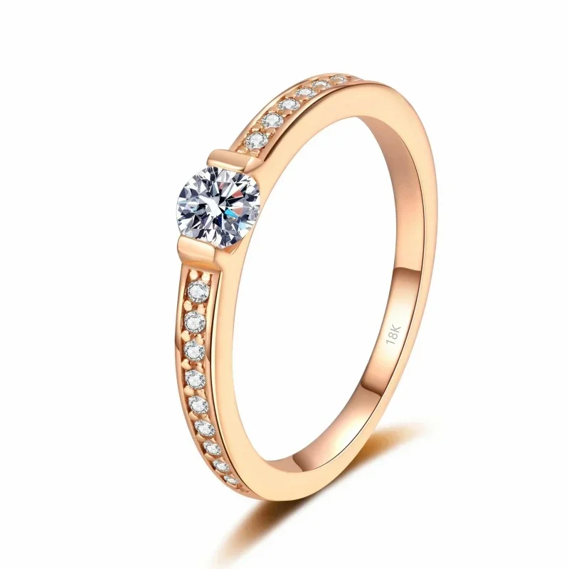 Women Wedding Band 18K Rose Gold Girl Friend Valentine's Day 0.3CT Moissanite Diamond Daughter Birthday Gift Rings Fine Jewelry 5