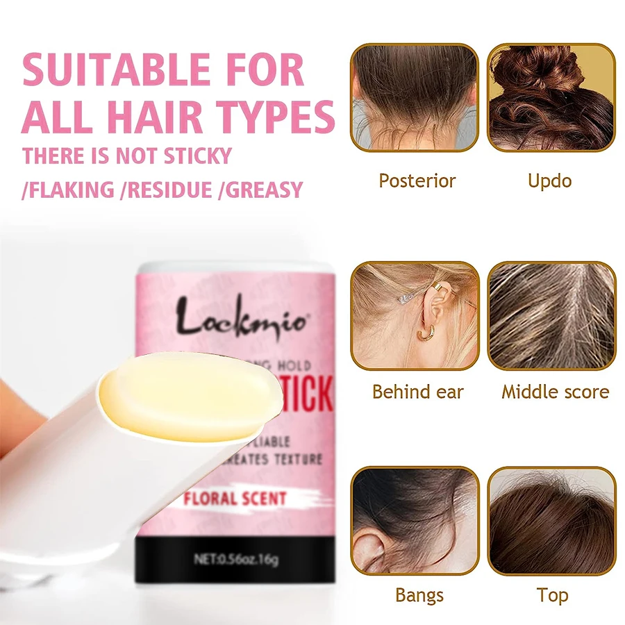 LOCKMIO Floral Scent Wax Stick Styling Smoothing Hair Pomade With Edge Control Brush Kit Anti-Frizz Flyaways For Natural Wigs 3