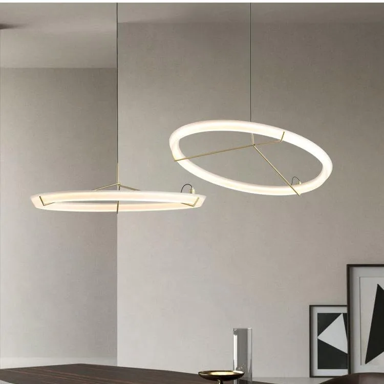 

Designer Minimalism Modern Living Room Ring Chandelier Acrylic Restaurant Kitchen Bedroom Bar LED Lighting Creative Decoration