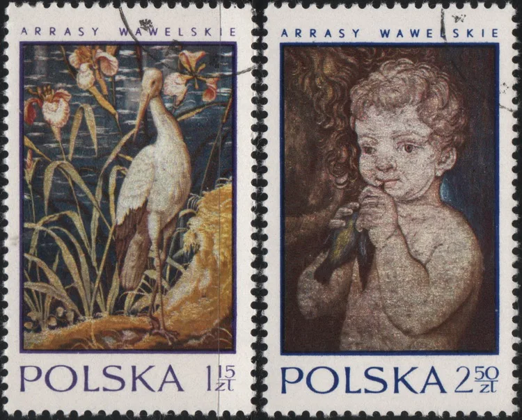

2Pcs/Set Poland Post Stamps World Famous Painting Children and Birds Marked Postage Stamps for Collecting