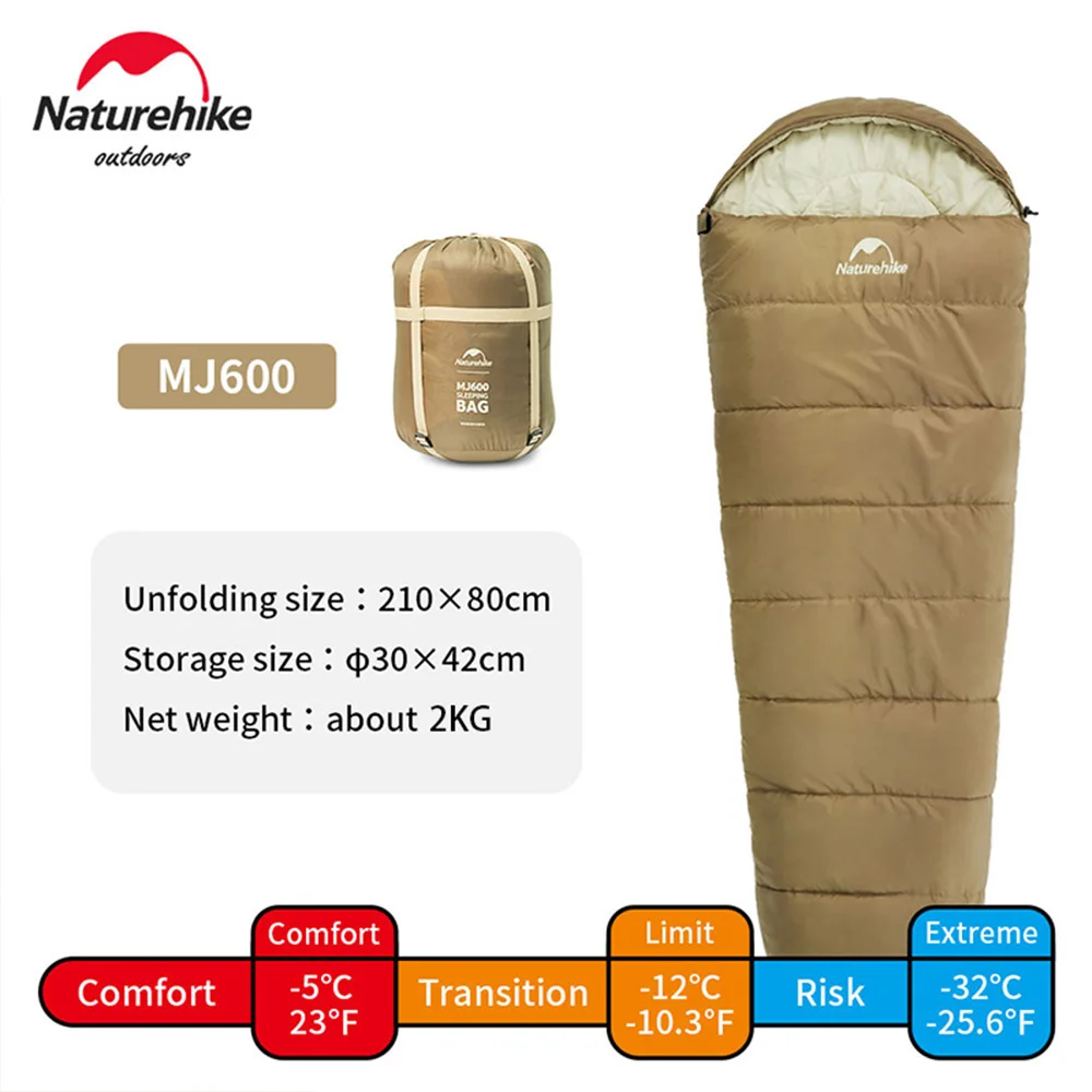 Naturehike Sleeping Bag MJ300 1℃ Lightweight MJ600 12℃ Mummy Sleeping