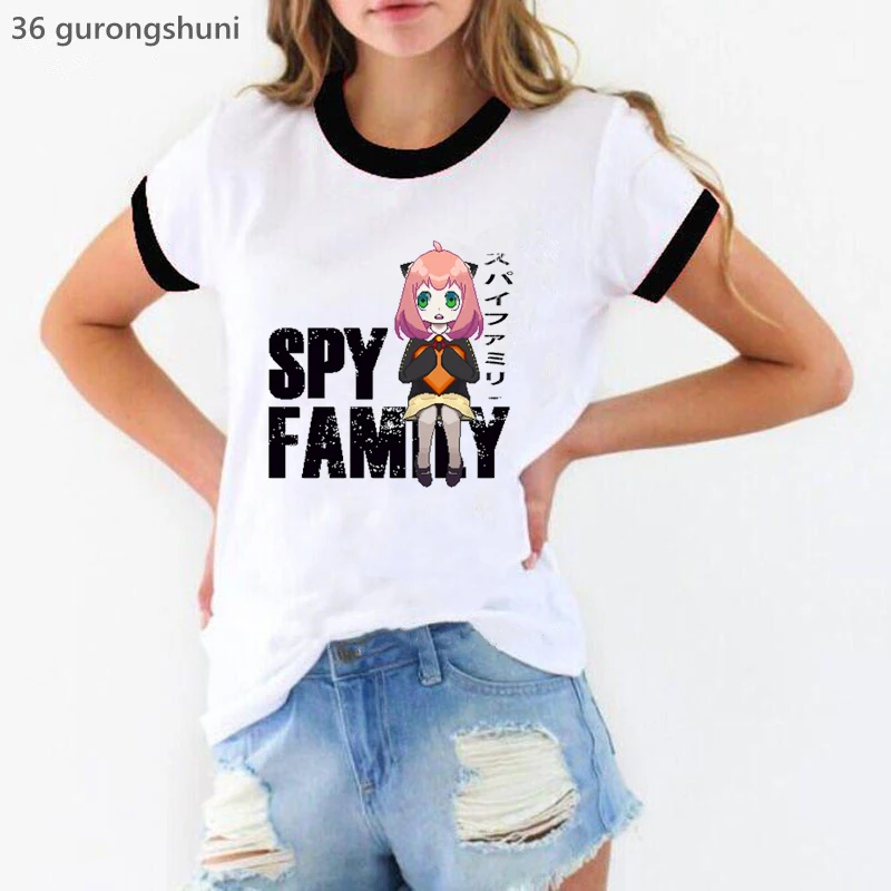 

New Arrival 2022 Spy X Family Cartoon Print Tshirts Women Japan Anime Anya Forger T Shirt Girls Summer Short Sleeve T-Shirt
