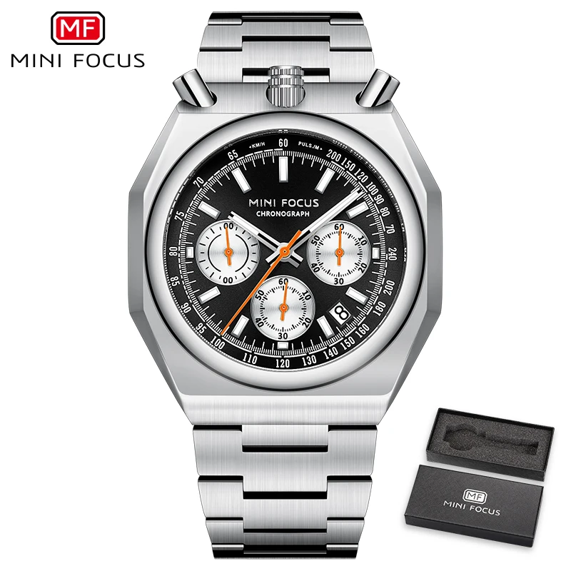 Free Focus, Orologio Automatico Uomo Lusso Con Cassa In Acciaio E Cinturino In Silicone, Movimento A Rubini, Impermeabile 9ATM E Vetro Zaffiro Super Luminoso