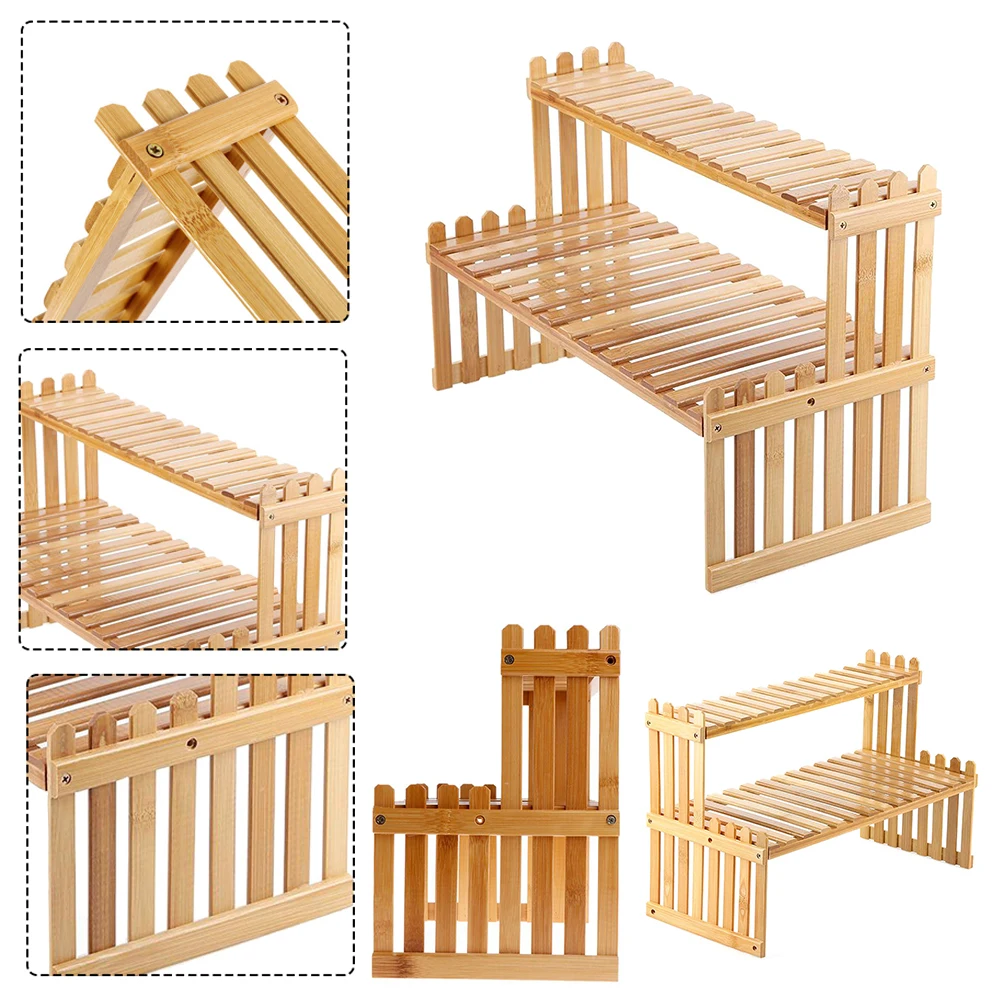 2 Tier Decorative Tabletop Wood Plant Stand Display Shelf: 3 - 5 Days Free Delivery Only UK