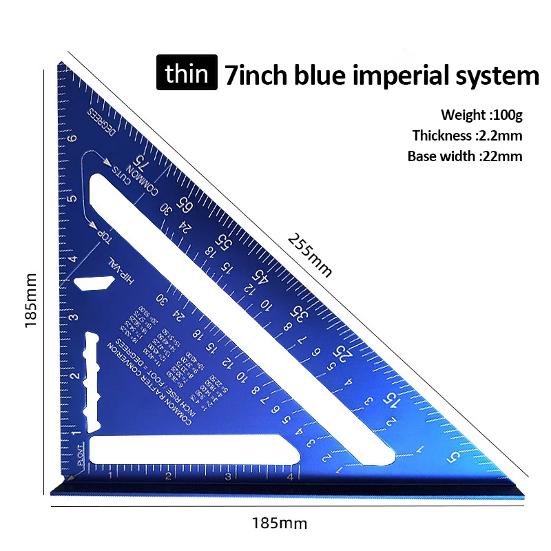 7'' /12" Measurement Tool Aluminium Alloy Carpenter Set Triangle Ruler Protractor for Woodworking and Carpentry Metric/Imperial