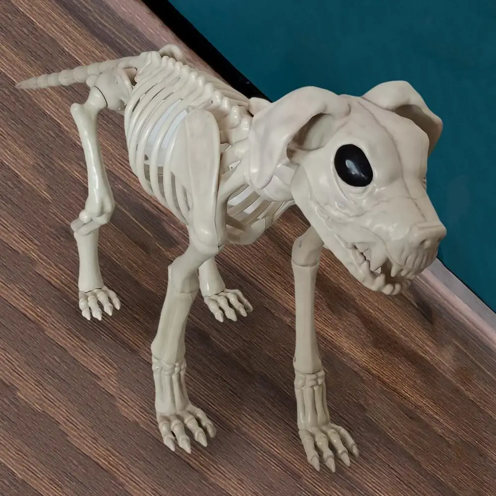 Halloween Skeleton Dog Skeleton Animal Plastic Puppy with Posable Joints Halloween Party Favors Decor for Yard Garden Lawn Patio 2