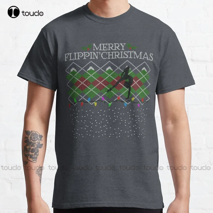 

Рождественский свитер с надписью Merry Flippin' Christmas-гимнастика, Классическая футболка, белая женская рубашка, индивидуальный стиль, для подростков, унисекс, Новинка