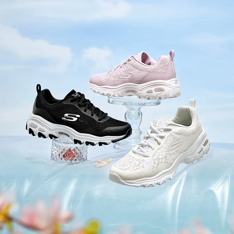 

Skechers Shoes for Women "D'LITES 1.0" Dad Shoes, Leopard Print Design, Sexy and Fashionable Female Chunky Sneakers