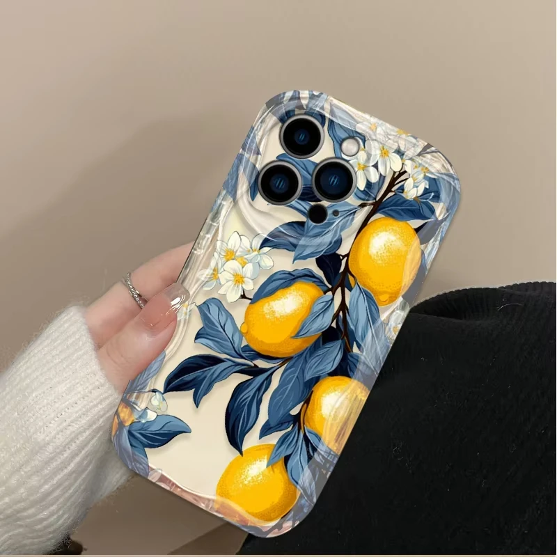 Summer Fruit Lemon Flower 3D Clear Silicone Phone Case Cover