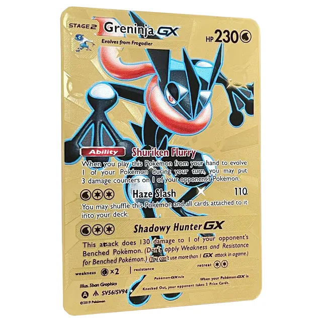 Lucario GX cartas de Pokemon doradas en inglés, cartas Pokemon de Metal de hierro, regalo para niños, juego de colección de tarjetas arcoíris| | AliExpress
