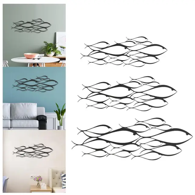 Sculpture Murale Créative en Forme de Poisson, Décoration Artistique en Fer, pour Niket Extérieur, Salon, Chambre à Coucher 3