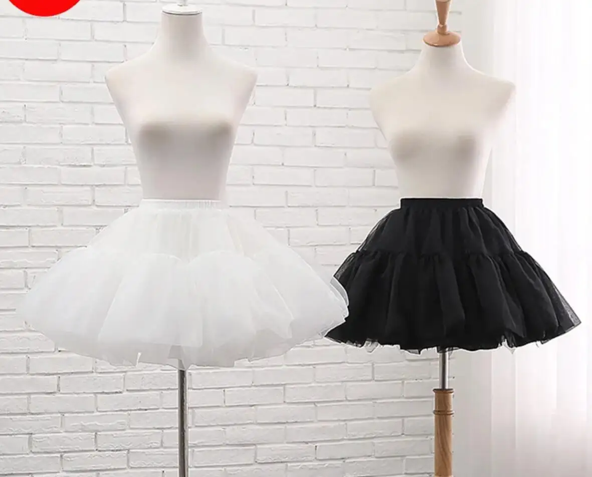 

Lolita Organza Cosplay Petticoat Underskirt Short Dress Skirt White Black Jupon Accessories Tutu Halka Pod Sukienke Falda Enagua