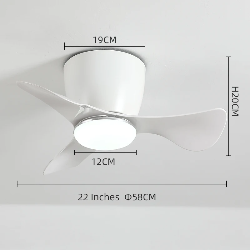 Mini Ceiling Fan with Light Variable Frequency DC Motor Silent Fan Bedroom Balcony Remote Control Ceiling with Light