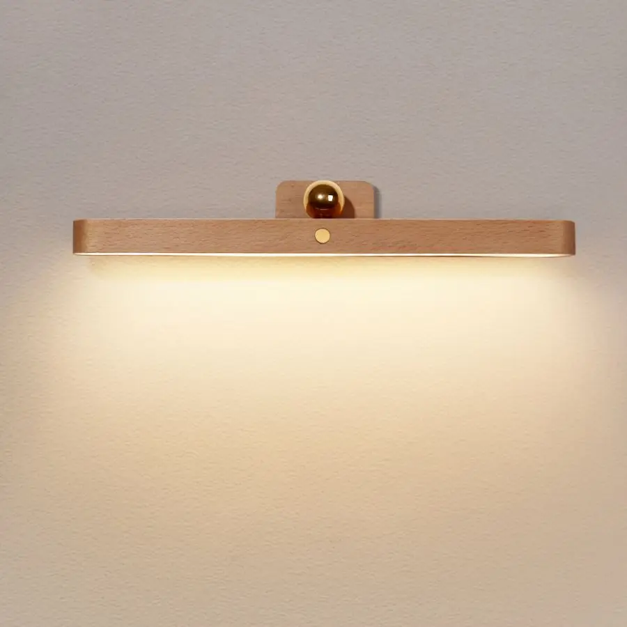 

LED Wooden Night Light USB Rechargeable Dimmable Mirror Front Fill Light 360° Rotatable Magnetic Wall Lamp for Makeup Lighting