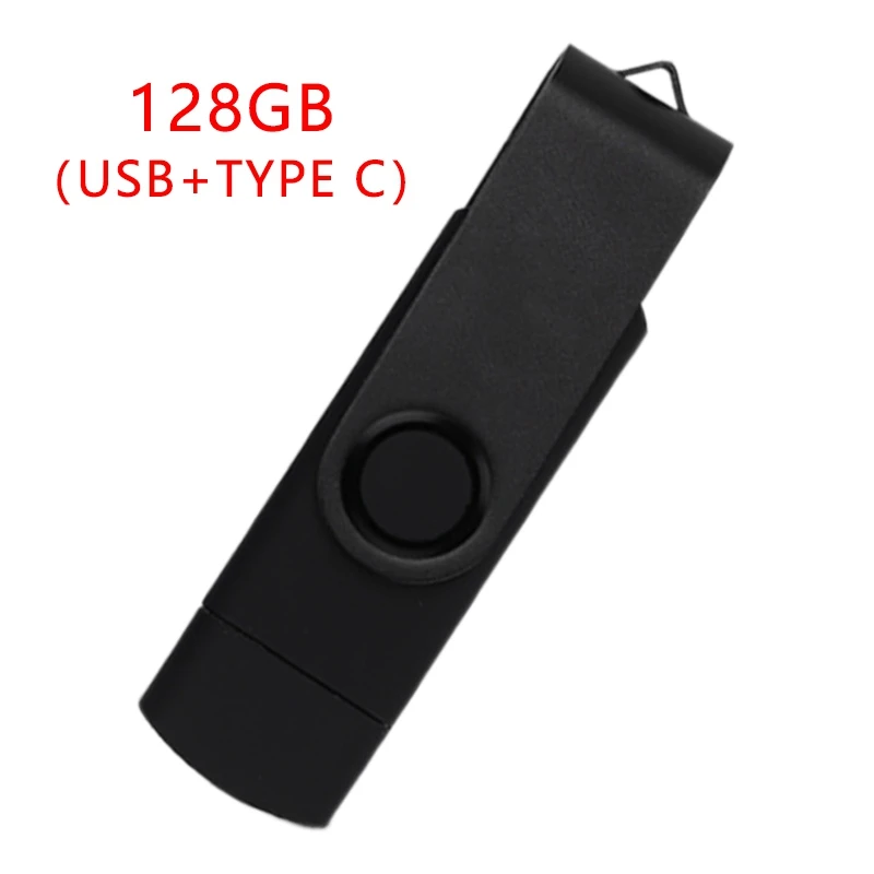 플래시 디스크, 산화 클립 (USB + C 타입), 3.0 128GB 플래시 메모리 U 디스크, 안드로이드 장치, PC, 태블릿, 맥 (블랙)