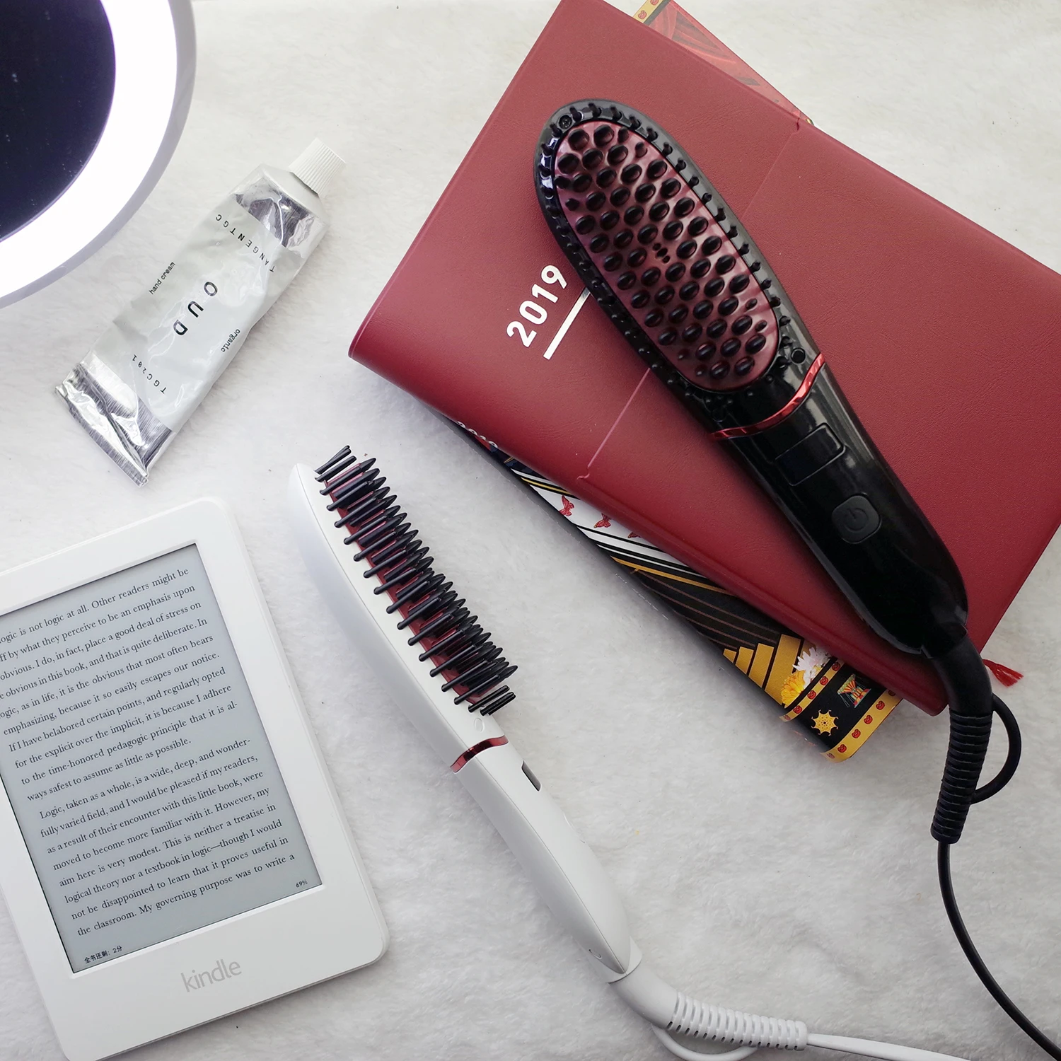 Hair Straightener Brush Men Beard Comb Straighting brush Ceramic Hair Curler Comb Straighteners Curling Iron Bru