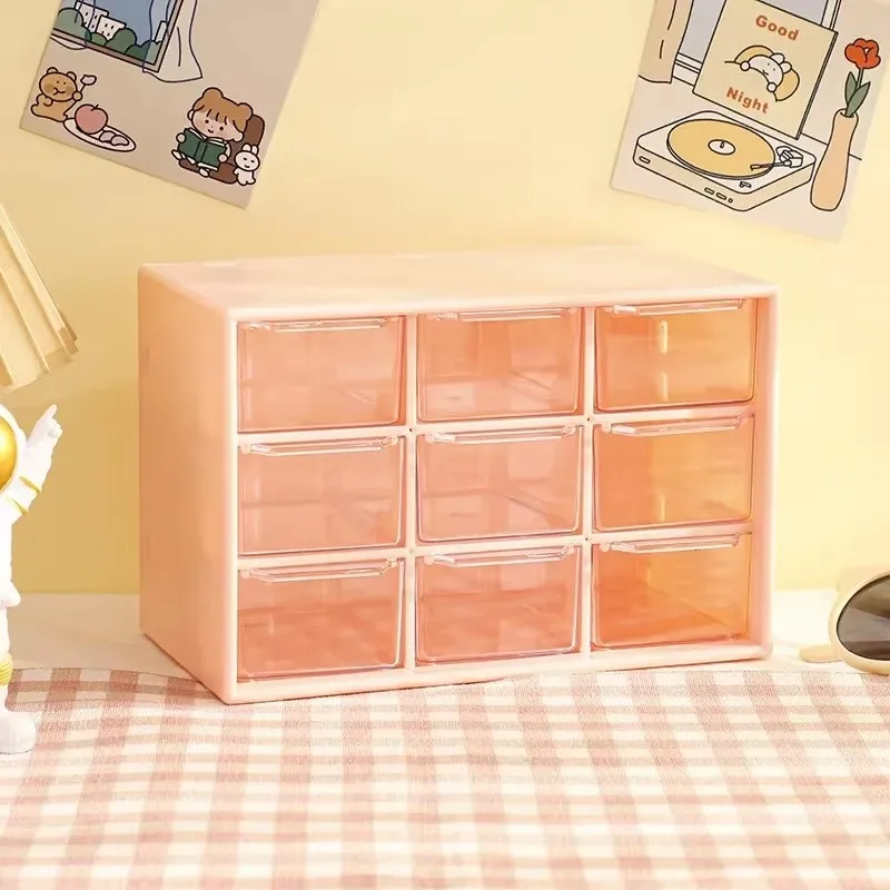 Transparent Desk Organizer with 9 Compartments and Mini Drawers for Optimal Workspace Storage