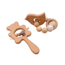 

Wooden Teething Sticks Wooden Ring Rattles Teething Wooden Toys Children's Hand Rattles Wooden Teething Toys M