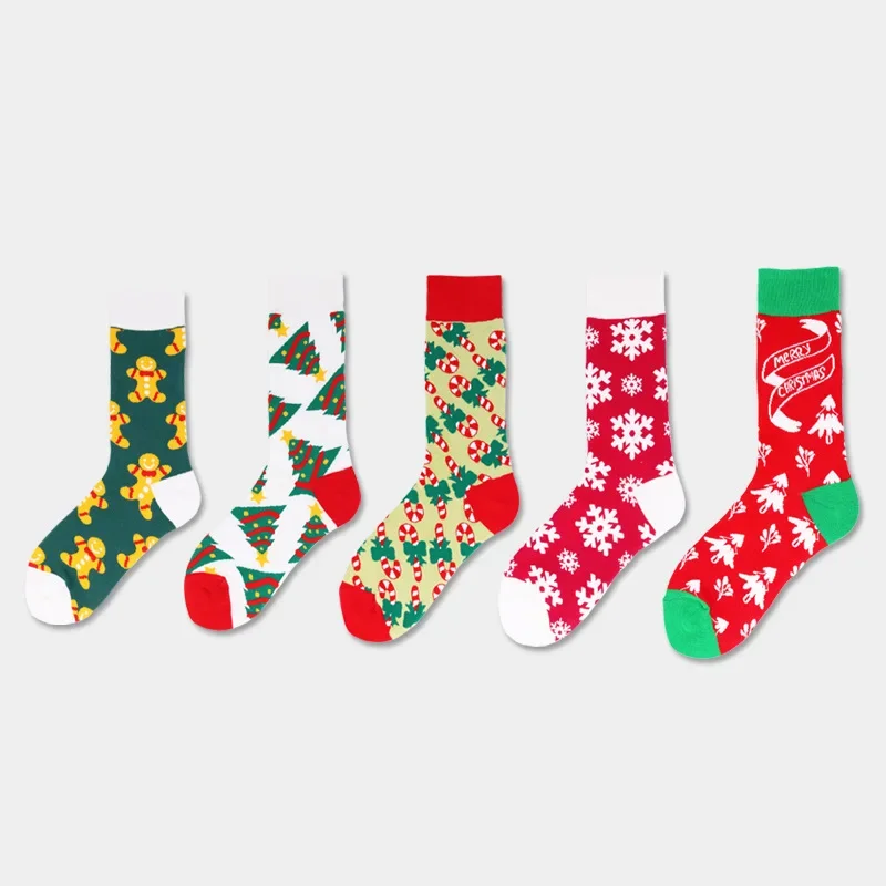

Cross-border Men's and Women's Mid-tube Socks Ins Trend Personality Autumn Winter Tall Christmas Cotton Socks