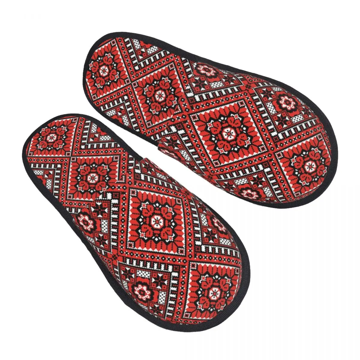 

Ukraine Ukrainian Embroidery Ornament Guest Slippers for Hotel Women Custom Print Boho House Slipper