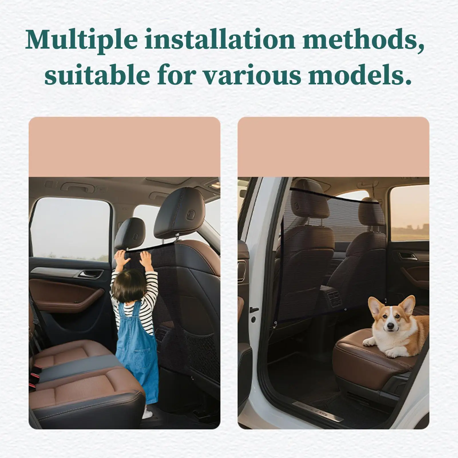 Car Net For Dogs Adjustable Backseat Divider Mesh Car Divider For Dogs For Pickups Sedan Trucks SUV Van Vehicles