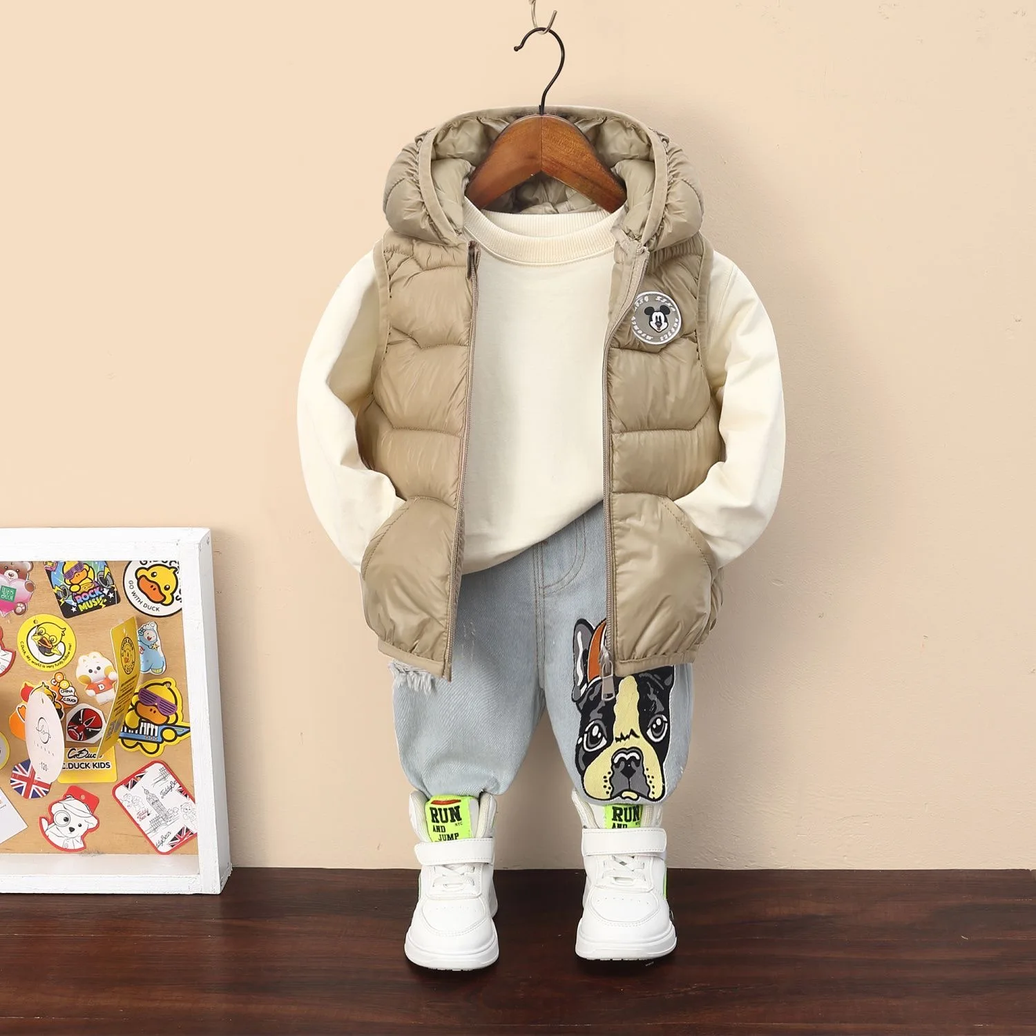 Boys Down Vest Winter Baby Hooded Waistcoat Cotton Outerwear Kids Jacket Children Clothes Cartoon Mickey Mouse