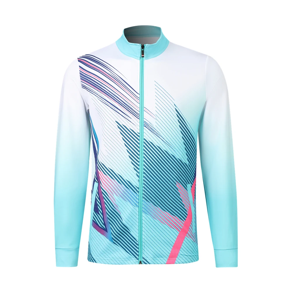 New in Autumn Winter Men Women Tennis Jacket Print Long Sleeve Table Tennis Ping Pong Badminton Jacket Couple Sportswear