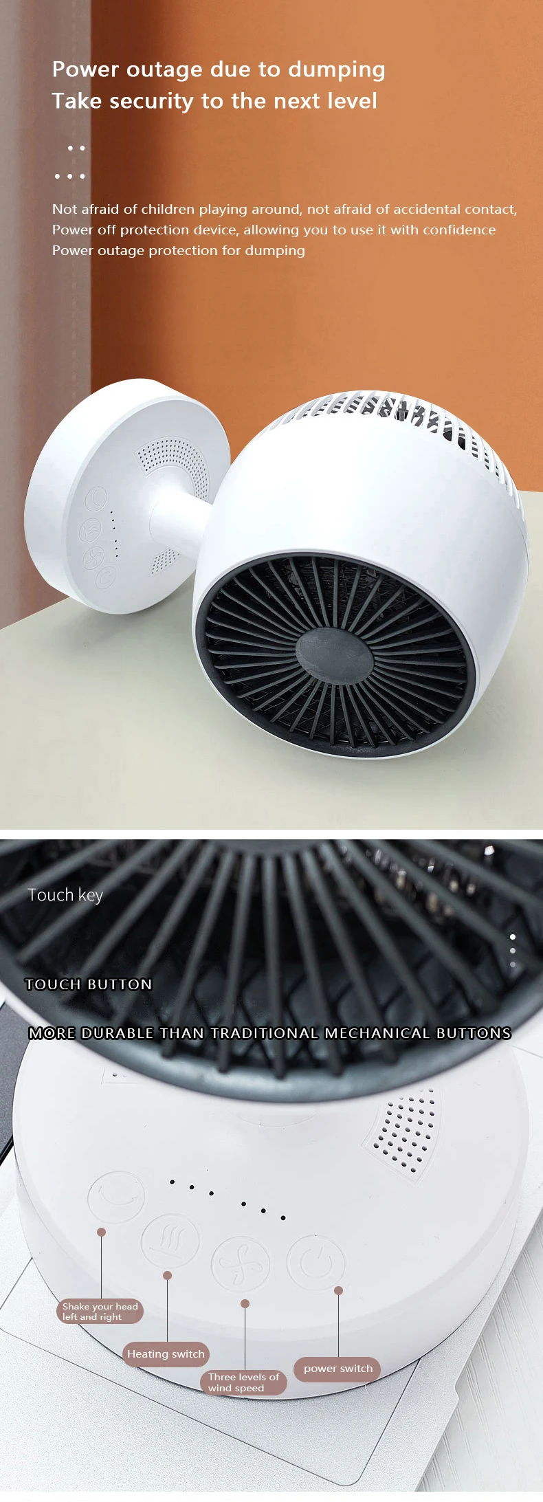 Description Picture 6 of itemMini desktop heater office small household electric heater silent shaking head small sun heater