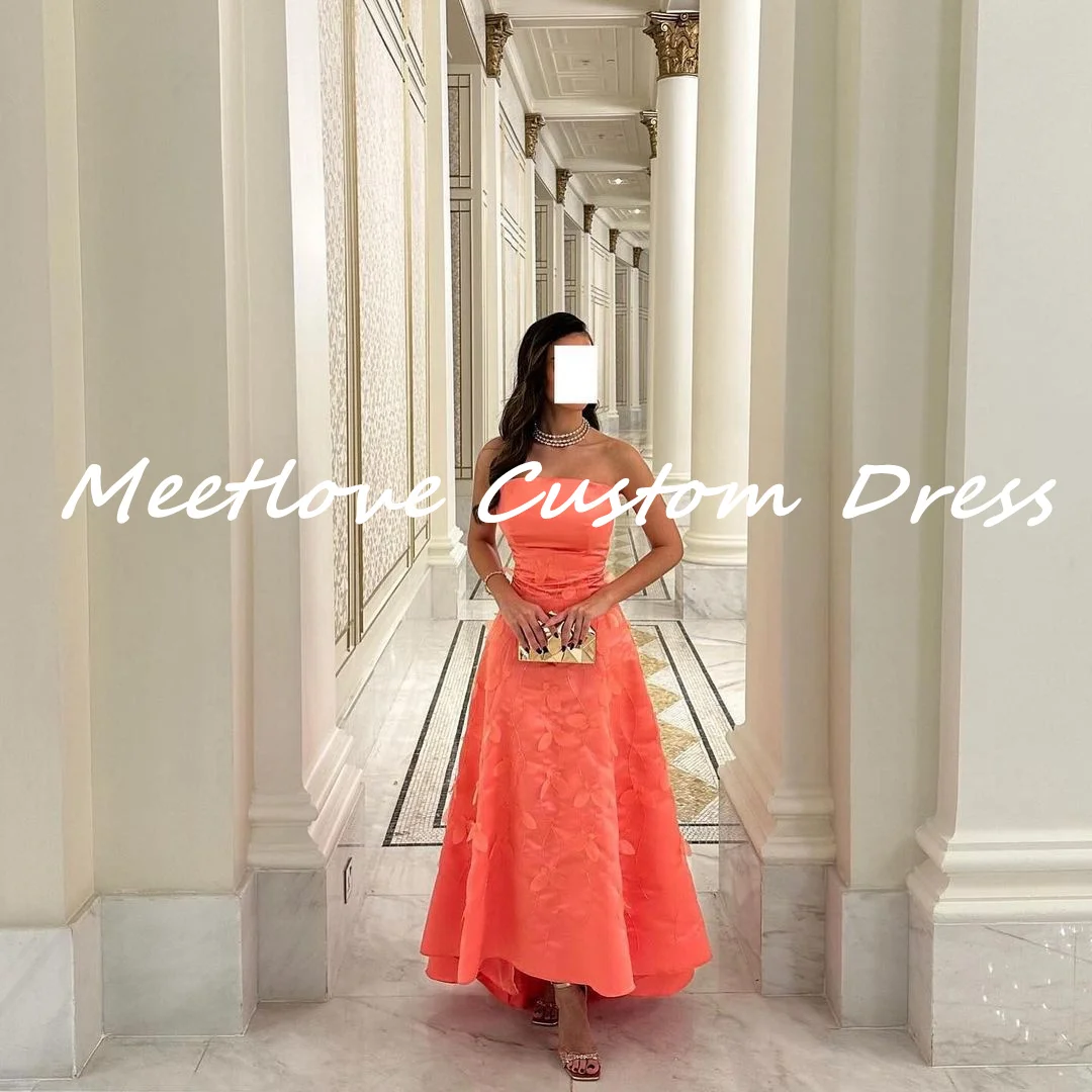 

Meetlove Dresses Orange Strapless A-Line Elegant and pretty women's dresses Dubai Luxury Evening Dress 2024 Wedding Party Dress