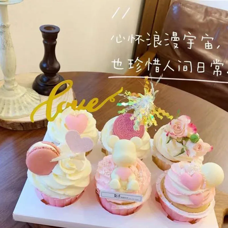 10/20Pcs Glitter Happy Birthday Cake Topper Colorful Fireworks Tassels Cupcake Topper Wedding Baby Shower DIY Dessert Cake Decor