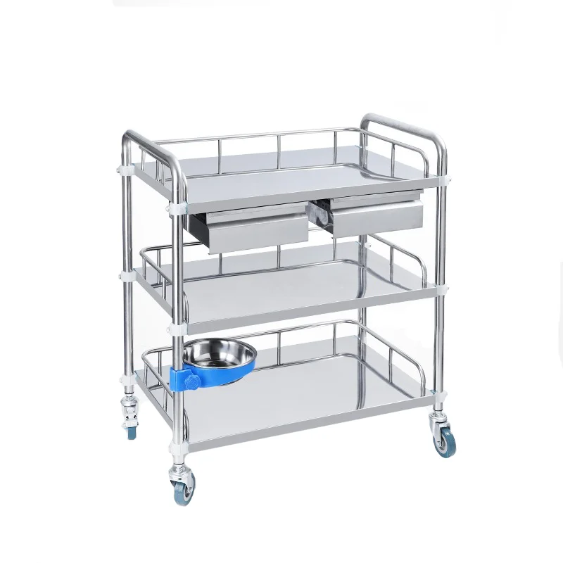 Stainless steel beauty salon cart layer beauty stylist trolley rolling cart in salon furniture