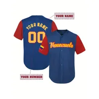 Personalized Baseball Jersey Custom Name&Number Embroidery Comfortable Short Sleeve Loose Breathable Shirts For Venezuela Fans 1