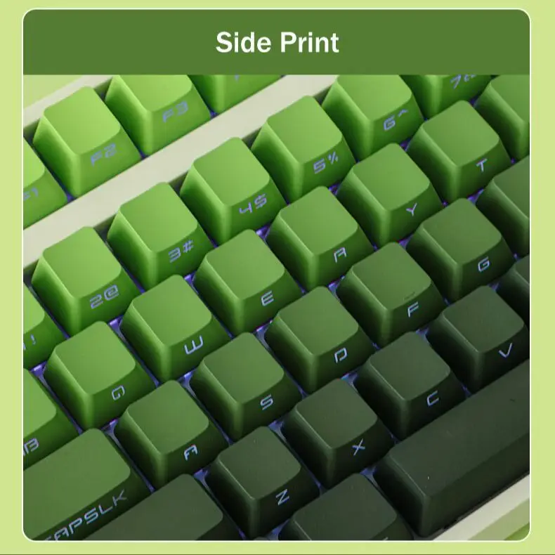 Matcha Gradiente Keycaps Backlit Verde Keycap Transparente Perfil Oem Lado Pbt Tampa de Impressão Superior para Teclados do Interruptor mx Gk61 67 - Imagem 5