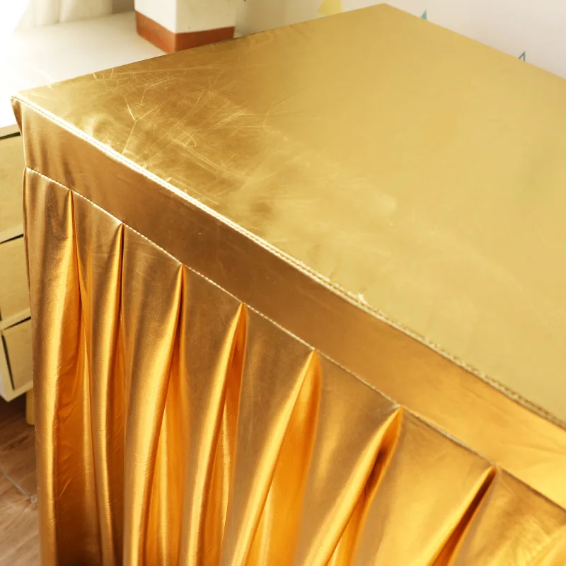 Decorative Supplies Tablecloth Golden Tablecloth Festival Exhibition Event Table Skirt Elastic Bronzing Table Skirting Cover