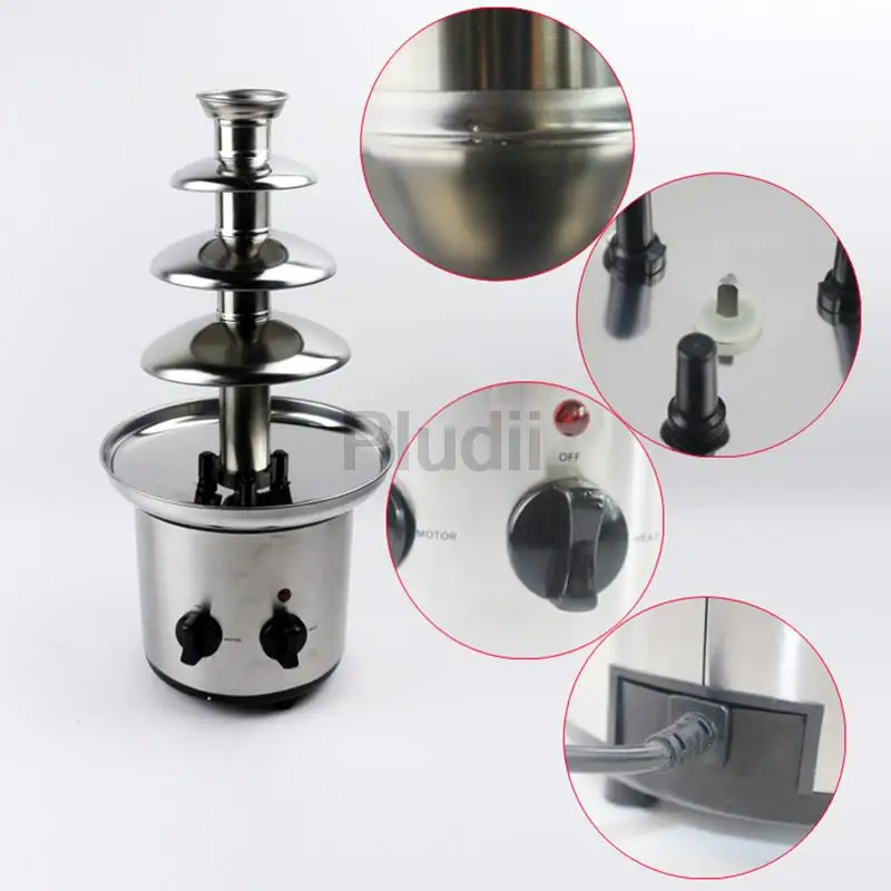220V Four Layers Electrical Chocolate Fountain Chocolate Melt Fondue Waterfall Machine Fountain Melting Tower For Home