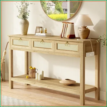 Rattan Console Sofa Table 1