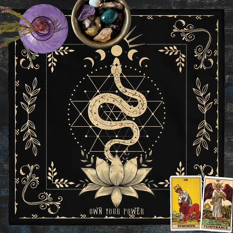 Own Your Power Altar Cloth moon phase snake Tarot Cloth for Spread Tarot Reading Cloth Tarot Spread Cloth Witch Wiccan homeDecor 2