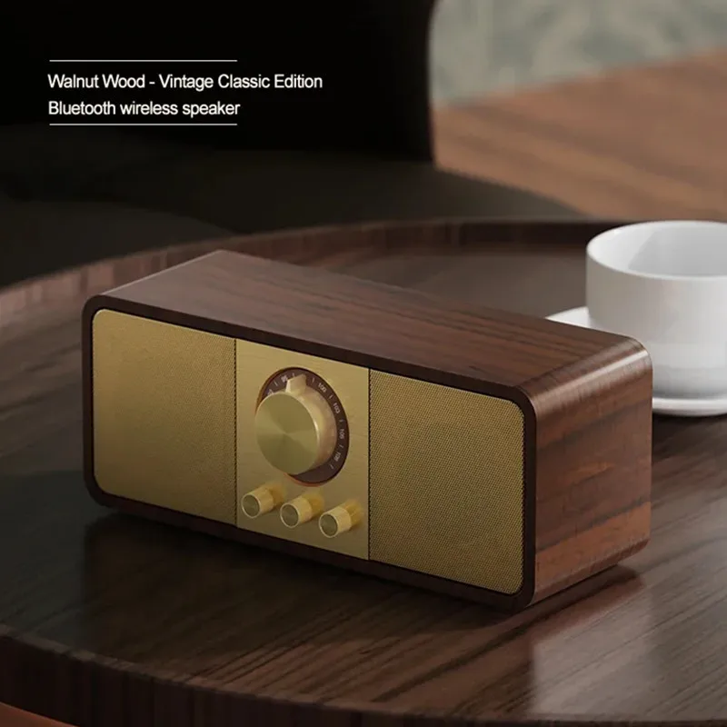 

Деревянный FM-радиоприемник, Bluetooth-совместимый, колонка 5.0, Классический сабвуфер в стиле ретро с объемным звучанием, супер бас, AUX для компьютера, ПК