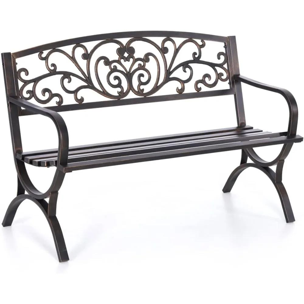 

50 Inches Outdoor Garden Bench Arch Legs for Porch Patio Benches Lawn Yard-Bronze Furniture