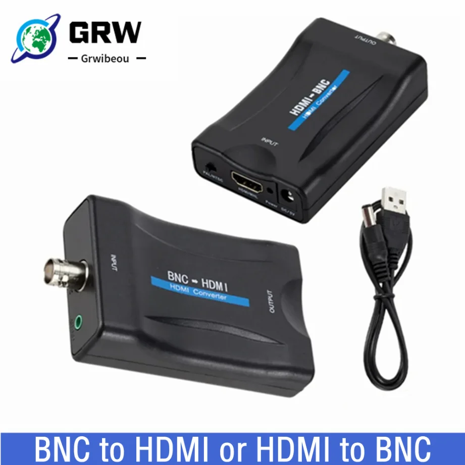 

Grwibeou BNC To HDMI-compatible or HDMI-compatible to BNC Converter Display HD 1080P/720P Video Adapter Surveillance Monitor