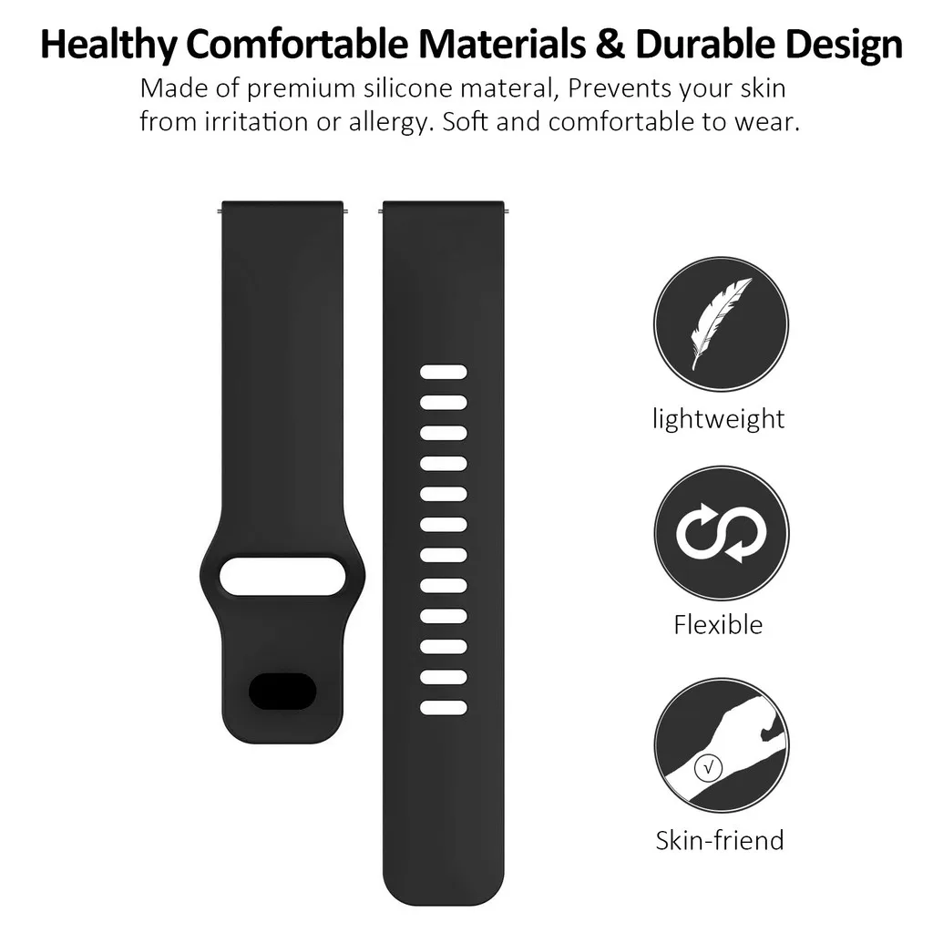 Amazfit Active Max Silicone Watch Strap - Smooth Sport Adjustable Wristband (22mm)