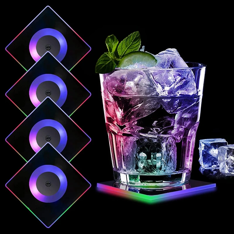 Colourful LED Coasters,Luminous Coasters,Coasters For Glasses, Acrylic